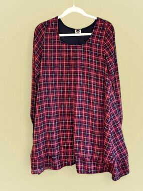 Red/Black Tartain plaid long sleeve dress